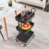 Estante Móvil de Almacenamiento para el Hogar de Acero al Carbono de Múltiples Niveles, Carrito de Piso para Snacks, Estante de Montaje para Cocina, Estante de Almacenamiento para Dormitorio y Sala de Estar