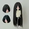 Peluca para muñeca BJD, peluca para muñeca de 3 pulgadas, alternativa asequible, flequillo largo negro, cabello largo y liso, set de peluca para disfraz de muñeca SD