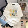 Venta al por mayor Exportación Pareja Manga Corta Holgada Elegante Camiseta Estilo Hong Kong Estampado de Oso Fresa Verano Nuevo Camisa de Media Manga