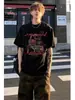 Camiseta de Verano Pesada Estilo Americano de Moda Retro, Algodón Puro High-Street de Manga Corta para Hombre, Top Holgado de Media Manga