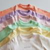 Ropa de Niños Camiseta Básica de Otoño para Niños Camiseta de Manga Larga para Bebé Camiseta de Algodón con Letras de Cuello Redondo para Bebé Ropa de Otoño para Bebé
