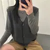 Chaleco de Punto de Lana 100% Cuello en V Estilo Coreano para Mujer 2026 Otoño/Invierno Nuevo Diseño Suéter sin Mangas Cárdigan Top