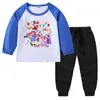 2026 Nova Camiseta Infantil de Primavera e Outono Gola Redonda Desenho Animado Manga Longa Camiseta Básica Conjunto para Meninos e Meninas Camiseta de Algodão
