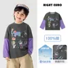 Camiseta de Manga Longa de Algodão Puro para Meninos Europeus Outono 2026 Nova Roupa Infantil Crianças Bebê Criança Pequena Estilo Primavera/Outono Top Tendência