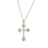 Colar Feminino Colorido Zircônia Joias Design de Nicho Pingente Cruz Completo em Diamante Colar Corrente de Clavícula em Aço Inoxidável