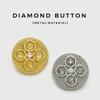 Botones de Piel Dorada Imitación, Botones Metálicos Redondos de Trébol de Cuatro Hojas con Diamante, Botones Decorativos Versátiles para Chaquetas de Traje, Blusas de Mujer