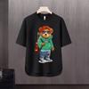 Camiseta de manga corta con estampado de letras de marca de moda americana de 2024 para hombre, top informal holgado de verano de marca de moda