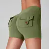 Pantalones Cortos de Yoga con Bolsillo de Cadera de Melocotón, Cintura Alta, Bolsillo, Deportivos, Fitness, Pantalones Triples para Mujer, Sensación de Segunda Piel, Alta Elasticidad, Secado Rápido
