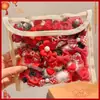 Diadema Rojo Festivo con Lazo para Niñas Pasador de Año Nuevo Infantil Pinza de Princesa Pasador para Flequillo Lateral Pasador