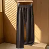 Calças Casuais Masculinas Lã de Alta Qualidade Calças Esportivas Masculinas Outono/Inverno Calças de Cintura com Cordão de Perna Larga Perna Reta Solta Calças de Moletom Quentes