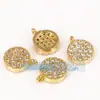 Accesorios para joyería DIY cobre puro microincrustado circón de color colgante redondo pequeño color oro rosa/Blanco K/pulsera collar de oro