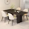 Mesa de comedor rectangular minimalista y juego de sillas, adecuado para apartamentos pequeños, moderno, simple y lujoso, una opción popular para el comedor del hogar