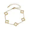 Nuevo Pulsera de Acero de Titanio para Mujer, Collar de Acero Inoxidable de Trébol de Cuatro Hojas, Chapado al Vacío en Oro de 18 Quilates en Horno, Juego que No se Desvanece al por Mayor