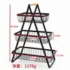 Cesta de Frutas com Alça de Madeira Ferro Forjado Água Camada Dupla Três Camadas Cesta Portátil Sala de Estar Cozinha Cesta Rack para Armazenamento de Pão Lanche