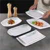 Pratos retangulares de melamina, qualidade comercial, plástico similar à porcelana, para hotéis, restaurantes, pratos de hot pot e para servir acompanhamentos com carne grelhada