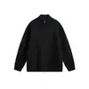 Ropa Vintage Yidao Otoño 2026 Nuevo Retro Americano Color Sólido Patrón Retorcido Cremallera Doble Cuello Alto Chaqueta de Punto para Hombre