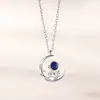 Nuevo collar de pareja de astronautas, estilo coreano, cadena de clavícula con media luna fresca, colgante sencillo de pareja de astronautas a la moda.