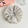 Estilo Coreano Tecido Patchwork Listrado Camada Dupla Cintura Pequena Elástico de Cabelo Intestino Grosso Tamanho Grande Cabeça de Botão Bola de Flor Corda de Cabelo Acessórios de Cabelo