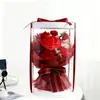Ramo de Jabón de Rosas para el Día de San Valentín, Ramo en Caja Redonda de Pastel de Alta Gama, Regalo de Cumpleaños, Flores Artificiales, Comercio Transfronterizo
