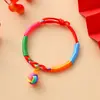 Pulsera Tejida de Cuerda de Cinco Colores del Festival del Bote del Dragón con Nudo de Flor de Durazno, Pulsera Semi-Terminada Hecha a Mano DIY para Niños, Venta al por Mayor de Regalos
