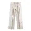 Comercio Exterior Transfronterizo Moda Estilo Europeo y Americano Camisa Top Rayada con Mangas Abullonadas Conjunto de Pantalones Plisados Rayados Casual