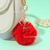 Lindo Llavero de Pompón de Cereza para Niñas, Colgante de Peluche de Conejo Rex, Colgante para Llaves de Bolso, Decorativo Mejor Amiga Regalo