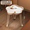 Mesa Redonda Pequeña, Mesa de Café Móvil, Mesa Lateral para Sofá, Mesa de Esquina de Nogal, Mesa Lateral Plegable, Mesa de Té para Balcón, Mesa con Estante de Almacenamiento