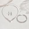 Amazon Venta Caliente Boda Boda Collar Simple Brillante Diamante de Agua Aretes Collar Pulsera Anillo Elástico Joyería