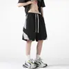 Pantalones Cortos de Secado Rápido con Cinta Rayada para Hombre Verano Delgados Adolescentes Pantalones Sueltos Estilo Americano Marca de Moda Pantalones Rectos Casuales