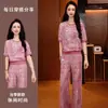 Camiseta de Manga Corta con Cuello Redondo, Versátil, Holgada, Ajustada, Elegante, Estampada, para Mujer, Nueva Moda de Verano, Pantalones Casuales