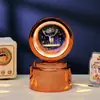 Bola de Cristal Transfronteiriça Base Giratória com Textura de Madeira Luminária Noturna Brilhante Lâmpada do Céu Estrelado 3D Decoração de Mesa Presente Criativo de Feriado