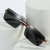 Gafas de Sol Cuadradas Sin Marco con Borde Cortado tipo Cuerno Europeas y Americanas de Moda para Hombres Gafas de Sol Personalizadas con Grano de Madera para Mujeres