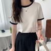 Tops Casuales de Camiseta de Manga Corta Ajustada para Mujer Ropa de Mujer Verano 2025 Nuevo Estilo Coreano Estudiante Cuello Redondo Trbottomy