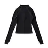 Exportação por Atacado Roupas Femininas Outono e Inverno 2025 Estilo Europeu e Americano Manga Longa Slim Cor Pura Zíper Camiseta Tops High-End Ins