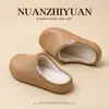 Fábrica de Zapatos Qidan Pantuflas de Algodón Impermeables para Mujer, Uso en Casa Otoño/Invierno, Calidez con Felpa Adicional, Pantuflas de Algodón Silenciosas Antideslizantes para Interiores para Hombre