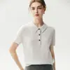 Novedad Otoño 2026 100% Cachemira Pura para Mujer Cuello Polo Manga Corta Estilo Sencillo para el Trabajo Camiseta Base de Punto