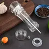 Botella de condimento para pimienta de fábrica con molinillo manual de grosor ajustable, utensilio de cocina transparente de acero inoxidable en stock