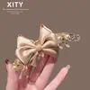 Nuevo y Elegante Clip Vertical con Forma de Lazo con Brillantes Súper Brillantes, Clip para Cola de Caballo de Perla Color Champaña, Clip Horizontal, Clip Banana, Pasador, Accesorio para el Cabello