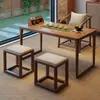 Mesa de Chá Pequena para Varanda em Madeira Maciça Conjunto de Mesa e Cadeiras de Chá em Madeira Maciça Estilo Chinês Novo para Sala de Estar Escritório Mesa para Preparo de Chá Uso Doméstico