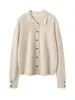 Suéter Consinee Série 100% Caxemira Pura Feminino Gola Polo Cardigan Tricotado Jaqueta Nova Listrada Solta Top