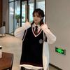 Terno NUNBAI de três peças estilo acadêmico camisa suéter de tricô dobrado colete saia pequena fresca uniforme JK plissado