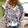Comércio Exterior Transfronteiriço Novo Comércio Exterior Natal Estampa Abstrata Casual Capa Jaqueta Cardigan Lã