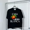 Camiseta Roja de Verano de Manga Corta con Logo Blanco de Casablanca, Marca de Moda Tendencia, Cuello Redondo, Estampado Minimalista, Redondo, Niche Casa