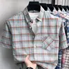 Camisas de Algodão Puro de Verão, Camisas Xadrez Retrô Masculinas para Venda Internacional, Camisas de Manga Curta para Jovens e Pessoas de Meia-Idade, Tops Masculinos da Moda para Usar por Baixo