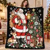 Manta de Graffiti Navideña de Venta Caliente Transfronteriza Manta con Pintura de Papá Noel Manta de Doble Capa Engrosada de Franela y Forro Polar DIY