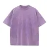 Fábrica de origen inyección digital directa una marca de moda personalizada lavado vintage vintage para mapear la producción de camiseta de algodón de manga corta