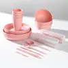 Set Creativo Portátil de Cuchillo, Tenedor, Cuchara y Palillos de Paja de Trigo Transfronterizo para Estudiantes y Trabajadores de Oficina, Vajilla de Almacenamiento para Viajes al Aire Libre