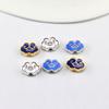 Goteo de aceite Xiangyun agujero recto cuenta fondo dorado y plateado color cloisonné pintura al óleo parte trasera aceite Nube llavero diy accesorios Xiangyun