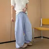 Pantalones de Seda Helada a Rayas Azules para Hombre, Estilo Coreano de Verano, Corte Relajado y Holgado, Estilo Old Money, Pantalones Anchos Casuales Sueltos