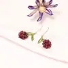 Brincos de Gancho Vintage Doces Exquisitos Tecidos à Mão Cor Vinho Tinto Framboesa Fruta Romã Prata 925